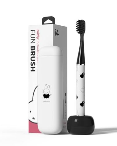 Miffy i4 Slim Sonic Electric Toothbrush Ultra Slim Thin Rechargeable Ultrasonic Smart Tooth Brush Free Petite Travel Case & Ceramic Holder Dock for Travel & Home, IPX7 Waterproof (White)