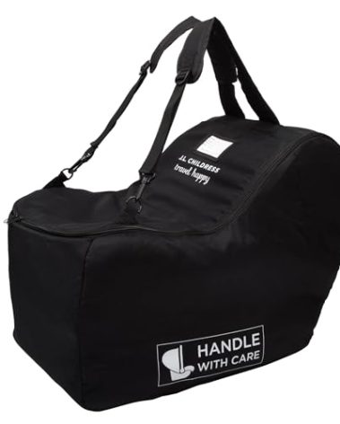 J.L. Childress Padded Infant Car Seat Bag - Travel Bag for Airplane, Fits Most Baby & Infant Car Seats, Compatible with UPPAbaby, Nuna, & Chicco, Airport Accessories, AirTag Compatible- Premier, Black