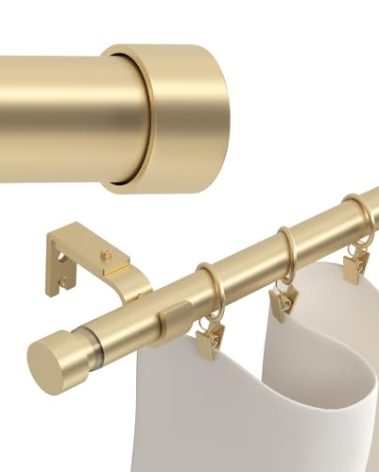 Gold Extra Long Curtain Rods 120-inch to 170-inch, 1 inch Heavy Duty Drapery Rod for Outdoor Patio, Living Room, Bedroom, Sliding Door, Modern Adjustable Curtain Pole 10-14ft