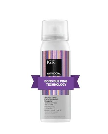 IGK Antisocial Travel Dry Hair Mask – Leave-in Overnight Mask | Hair Bond-Building Treatment for Dry Hair | Overnight Hydration & Shine | Repairs, Softens & Perfect for Extensions (1.7 oz)