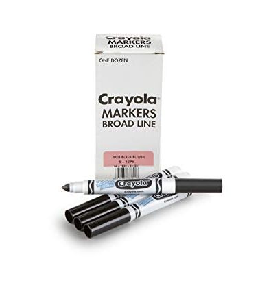 Crayola Washable Markers for Kids - Black (12ct), Bulk Broad Line Markers for School, Classroom Essentials, Teacher Classroom Must Haves for Elementary School