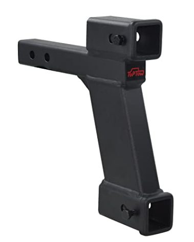 TOPTOW Trailer Dual Hitch Extender Adapter with 2-inch & 10-inch Riser/Drop, 2" Receiver, 2-inch Solid Shank, 10000lbs Capacity…