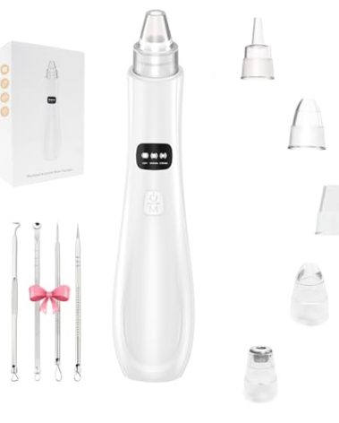 2025 Blackhead Remover Pore Vacuum, Blackhead Extractor-5 Suction Power 3 Adjustable Suction,USB Rechargeable Facial Pore Cleaner Kit Electric Acne Extractor Tool for Women & Men (White)