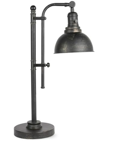 VONLUCE Rustic Desk Lamp Black Adjustable, Industrial Style Metal Task Lamp (25"-29"), Vintage Work Lamp, Farmhouse Reading Lamp in Aged Bronze Finish, ETL Certificate