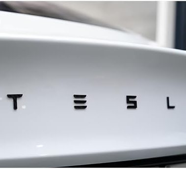EVMIZE Metal Tesla Letters Emblem Trunk Logo Decal Tailgate Rear 3m Adhesive Compatible with Tesla Model 3 Y Highland Juniper Matte Black (Tesla Letters)
