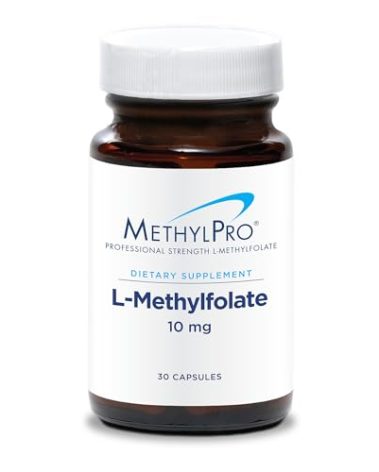 MethylPro L-Methylfolate 10 mg - L Methyl Folate, Methylfolate Supplement for Women & Men, Methylated Vitamin B9 (5-MTHF) for Brain Health, Focus, Calm - 30 Capsules (Pack of 1)