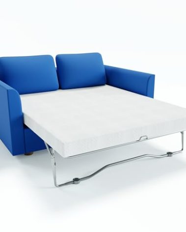 Rhyme Source 4.5 Inch Cold Gel Memory Foam Sofa Bed Mattress Replacement, Full Size, Blue, Medium Firmness