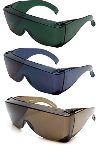 Calabria 3000 Fit Over Safety Glasses Fitover Eyewear Copper Green Smoke 3 Pack Men Women Wrap Around Anti Fog Scratch Glare