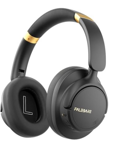 Falebare Noise Cancelling Headphones, Bluetooth Headphone Over The Ear Headset Wireless Bluetooth with Mic, 80H Playtime, Deep Bass, Comfort Fit, Portable Lightweight Headphones for Travel, Home