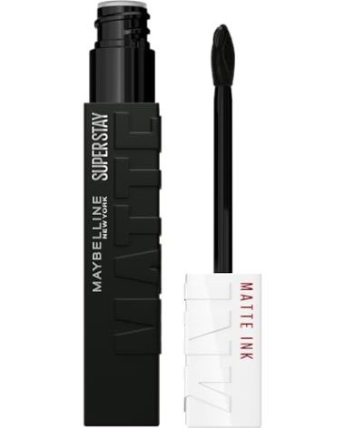 Maybelline SuperStay Matte Ink Liquid Lipstick, Long Lasting High Impact Color, Up to 16H Wear, Thrill Seeker (Matte Black Lipstick)