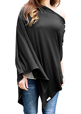 Byrd & Blume Maternity Nursing Cover Breathable Lightweight Breastfeeding Cover Wrap Shawl Scarf Poncho Full 360 (Black, One size)