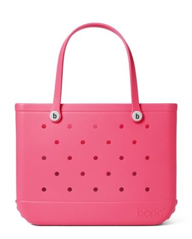 BOGG BAG - Original, Large Tote - Watermelon, White Buttons - 19in L x 9in W x 14in H - Beach, Pool, Boat, Sports - All Purpose EVA - Lightweight, Washable, Durable