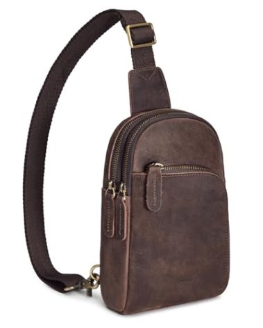S-ZONE Genuine Leather RFID Blocking Small Sling Bag Women Crossbody Fanny Packs