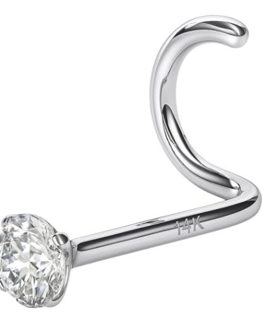 EternalDia Real Diamond Nose Stud With Twist Back 14K Gold Nose Stud in 20 Gauge | Nose Ring For Women | Diamond Color I J and Clarity I2 I3 | Mothers Day Gift