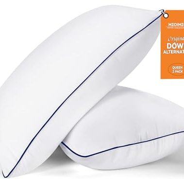 MZOIMZO Bed Pillows for Sleeping- Medium Soft, Queen Size Set of 2, Cooling Hotel Quality for Back, Stomach or Side Sleepers