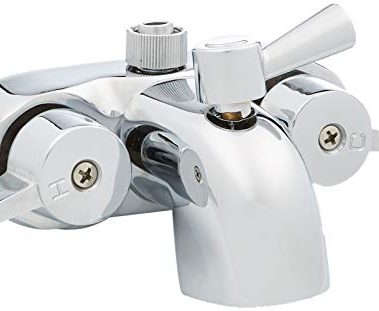 My PlumbingStuff B3100 3 ⅜-Inch Centers Clawfoot Tub Faucet with Ceramic Cartridges & ¼-Turn Ball-Valve Diverter - Diverter Bathcock - Faucet Replacement - Solid-Brass Chrome-Plated - ¾ Male IPS Inlet