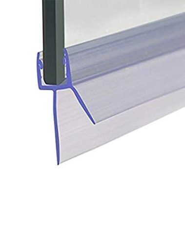 Cozylkx Frameless Shower Door Bottom Seal with Drip Rail 3/8" Thick Glass 33" Long Sweep - Glass Door Seal Strip Stop Shower Leaks