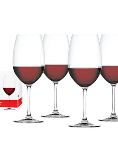 Spiegelau Salute Bordeaux Wine Glasses, Set of 4, European-Made Lead-Free Crystal, Classic Stemmed, Dishwasher Safe, Professional Quality Red Wine Glass Gift Set, 25 oz