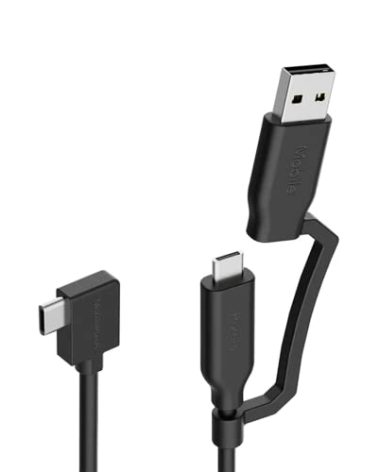 MP Mobile Pixels 2-in-1 USB Cable,3A/5.0 Gbps USB Type C to USB Type A/C Cable with Right Angle Head (3ft, Black)