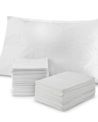 Stock Your Home (100 Count) Disposable Pillow Case Covers, Tissue/Poly 21" x 30" Standard Size, Single-Use Pillowcases with Moisture Barrier in White