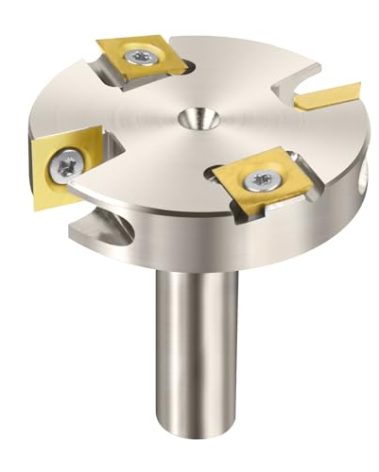 CNC Spoilboard Surfacing Router Bit 1/2" Shank, 2" Cutting Diameter, Slab Flattening Router Bit, 2+2 Titanium-Coated Carbide Inserts and Nickel-Plated Alloy Tool Steel Body for Woodworking