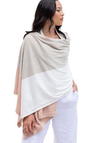 zestt Dreamsoft Travel Scarf, Wrap and Shawl, Organic Cotton, Blush Colorblock
