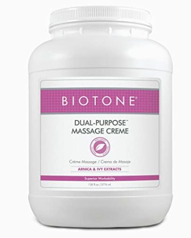 BIOTONE Dual-Purpose Massage Crème with Arnica and Ivy Extracts, Pure Ingredients, Effortless Glide, Luxurious Feel, More Workability, Less Reapplications