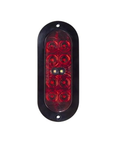 Tecniq T70RWFA1 Stop/Turn/Tail/Reverse Light, 6" Oval, Red Lens, Flange Mount, Amp Connector, T70 Series