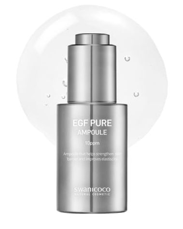 Swanicoco Pregnancy Safe EGF Pure 10 PPM Ampoule, Improve Skin Elasticity, Strengthen Skin Barrier, Lightweight Anti Aging Firming Wrinkle Serum Korean Skincare Postpartum Care 30ml 1 Fl Oz