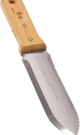NISAKU NJP650 The Original Hori Hori Namibagata Japanese Stainless Steel Weeding Knife, 7.25-Inch Blade