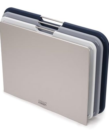Joseph Joseph Nest Large 3-Piece Color coded Cutting Board Set with Storage Stand, Large - Grey