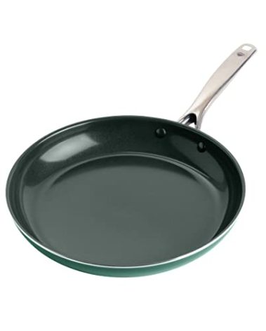Blue Diamond Cookware Diamond Infused Ceramic Nonstick, 12" Frying Pan Skillet, PFAS-Free, Dishwasher Safe, Oven Safe, Green