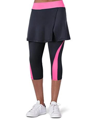 ANIVIVO Women Yoga Legging Skirts with Pockets,Tight Skirted Pants for Tennnis Clothing Skorts(Pink,L)