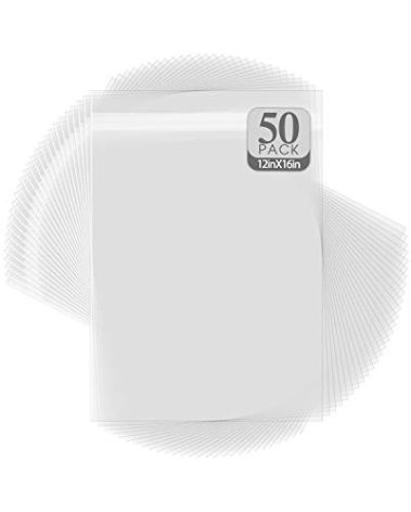 Golden State Art, 50 Pack Clear Bags for 12x16 Mats, Pictures, Acid-Free, 12 2/5" x 16 1/2"