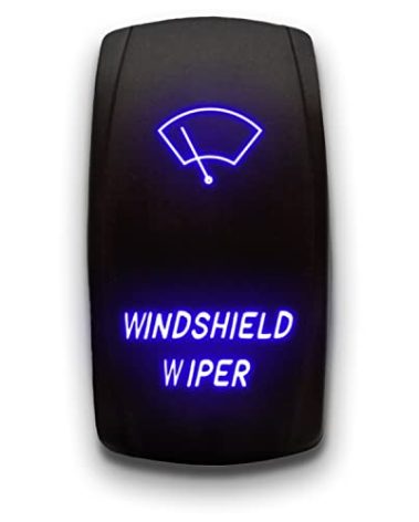 Windshield Wiper - Blue - Laser Etched 5-Pin Double Pole Single Throw Windshield Wiper Maintained ON-Off DPST Toggle Switch 20A 12V
