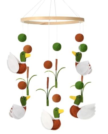 Sonwyoung Baby Mobile for Crib Mallard Duck Hanging Decor Infant Crib Nursery Mobile Wild Mallard Duck Newborn Gift for Boys Girls Stuff Neutral Felt Wooden