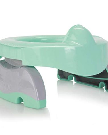 Kalencom Potette Plus Premium 2 in 1 Travel Potty and Toilet Seat Trainer Ring with Built in Pee Guard and Easy-Grip Handles (Teal/Gray)