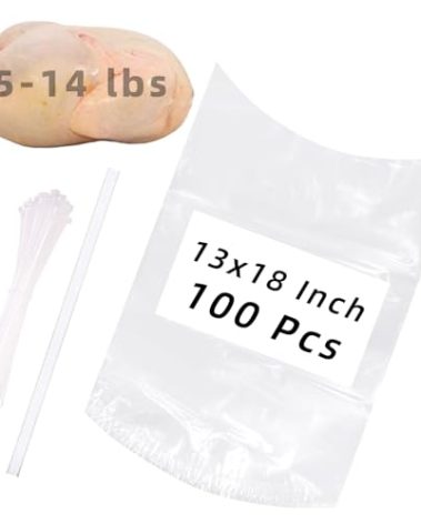 Poultry Shrink Bags,100 Pcs 13x18 Chicken Bags Heat Shrink Poultry Bag for Freezer