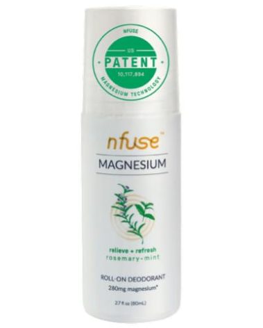 nfuse Natural Magnesium Roll-on Deodorant - Patented Magnesium Delivery Technology - Aromatherapeutic Essential Oils - Rosemary Mint: Relieve + Refresh