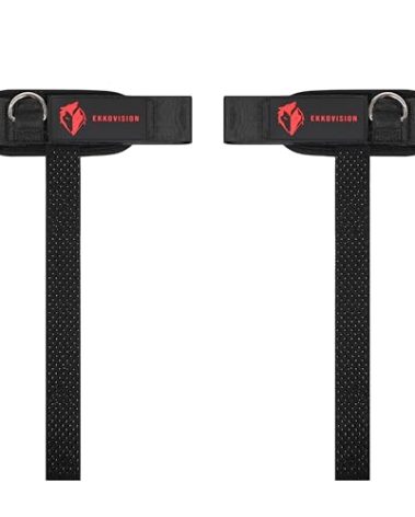 Ekkovision Weight Lifting Straps With Cuffed D Ring, Wrist Support, Heavy Duty Thick Comfortable Lifting Straps, Secure Fit, Enhanced Grip, Black
