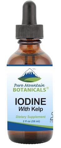Liquid Iodine 0.3% Solution 2oz - Liquid Supplement with Organic Kelp - Kosher Vegan Iodide Drops Solution