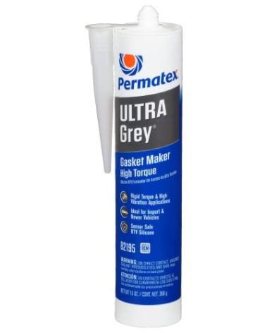 Permatex 82195 Ultra Grey Rigid High-Torque RTV Silicone Gasket Maker, Sensor Safe And Non-Corrosive, For High Torque And Vibration Resistant Applications, 13 oz