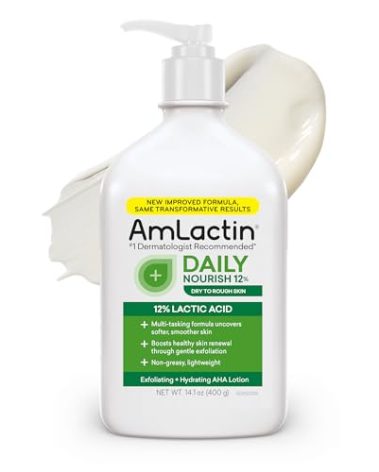 AmLactin Daily Nourish 12% - 14.1 oz Body Lotion with 12% Lactic Acid - Exfoliator and Moisturizer for Dry Skin (Packaging May Vary)​