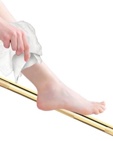 Shower Foot Rest, Corner Shower Bar for Shaving Legs, Wall Mounted Hotel Foot Ledge, Brass Bar Bathroom Foot Step (Polished Brass)