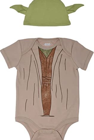 STAR WARS Yoda Newborn Baby Boys Bodysuit and Hat Set 6-9 Months