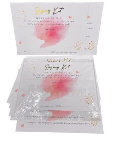 Press On Nails Sizing Kit Card Empty Large Pink Gold Foil Postcard Try On False Nail Business Supplies DIY Nail Art Sizing Guide Chart 30 Pack 5x7 inch