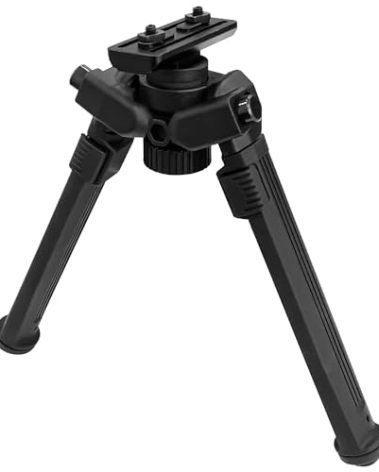 Socpuro 360 Degrees Swive Adjustable Bipod with Quick Detach Lever, Six Adjustable Height 7 1/2" - 10 5/8" for Hunting and Outdoor, Black