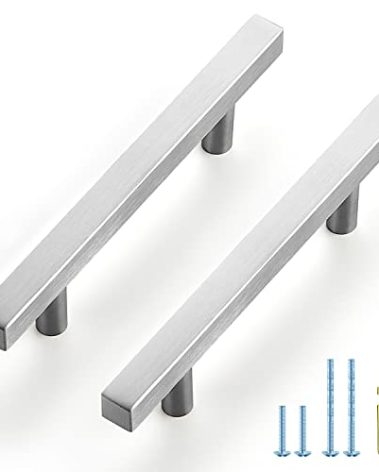 Ravinte Brushed Nickel Cabinet Handles 25 Pack 3-1/2 inchSatin Nickel Square Cabinet Pulls Silver Hardware for Kitchen Cabinets 6 inch Overall Length Stainless Steel Drawer Pulls