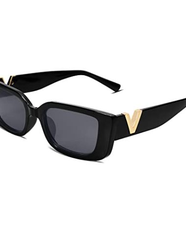 Allarallvr Rectangle Cat Eye Thin Sunglasses for Women 90s Retro Trendy Y2K Aesthetic Vintage Square Small Shades AR82037(Black)