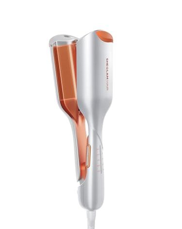 SHEGLAM Hair Beach Babe Hair Waver 2 Barrel Crimper 1 Inch with Smart Timer & Adjustable Temps Dual Voltage, Anti-Scald, Easy to Use
